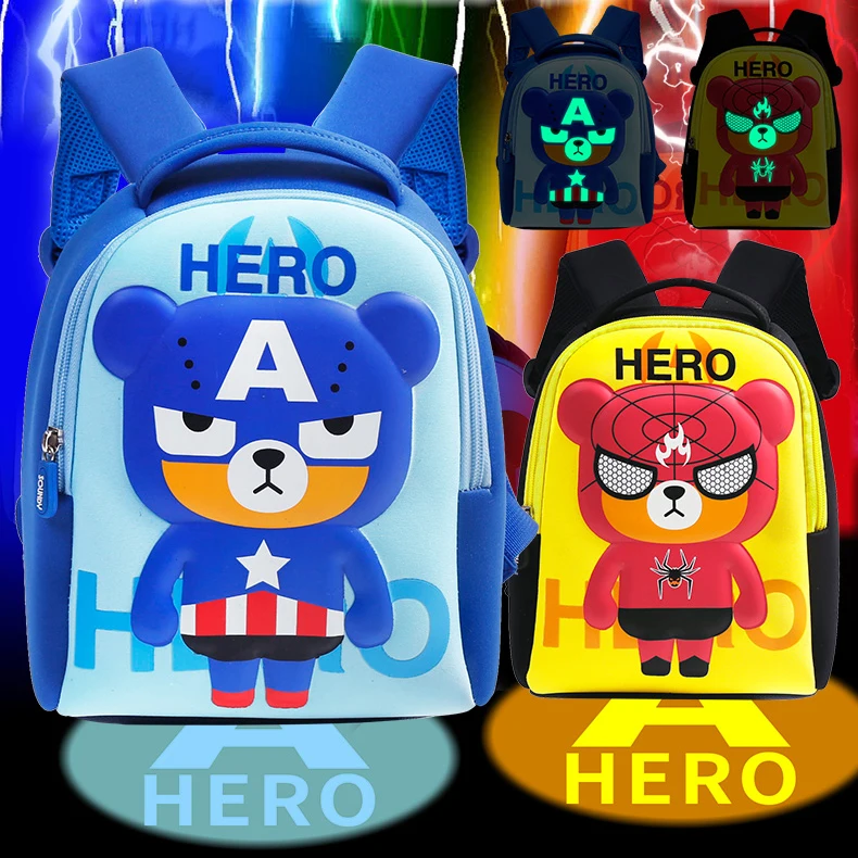 MELONBOY/школьные сумки для маленьких мальчиков; мини-рюкзак с изображением героя медведя из мультфильма; очень весовой светильник для детей от 1 до 3 лет