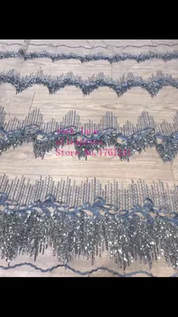 

5yards/bag ZC40# Mixed color embroidery sequins horizontal stripes pattern fashion French cloth used for wedding dress fashion
