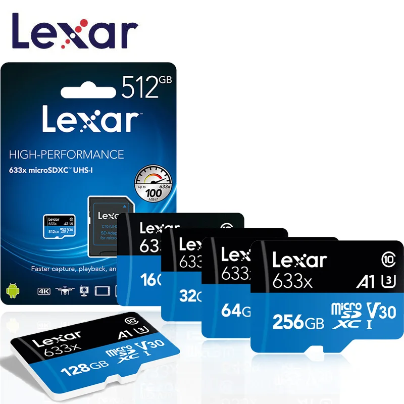 

Original Lexar 256GB Micro SD Card 128GB Memory Card High Speed up to Max 95M/s 64GB Class10 633x TF Card 32GB Flash Card