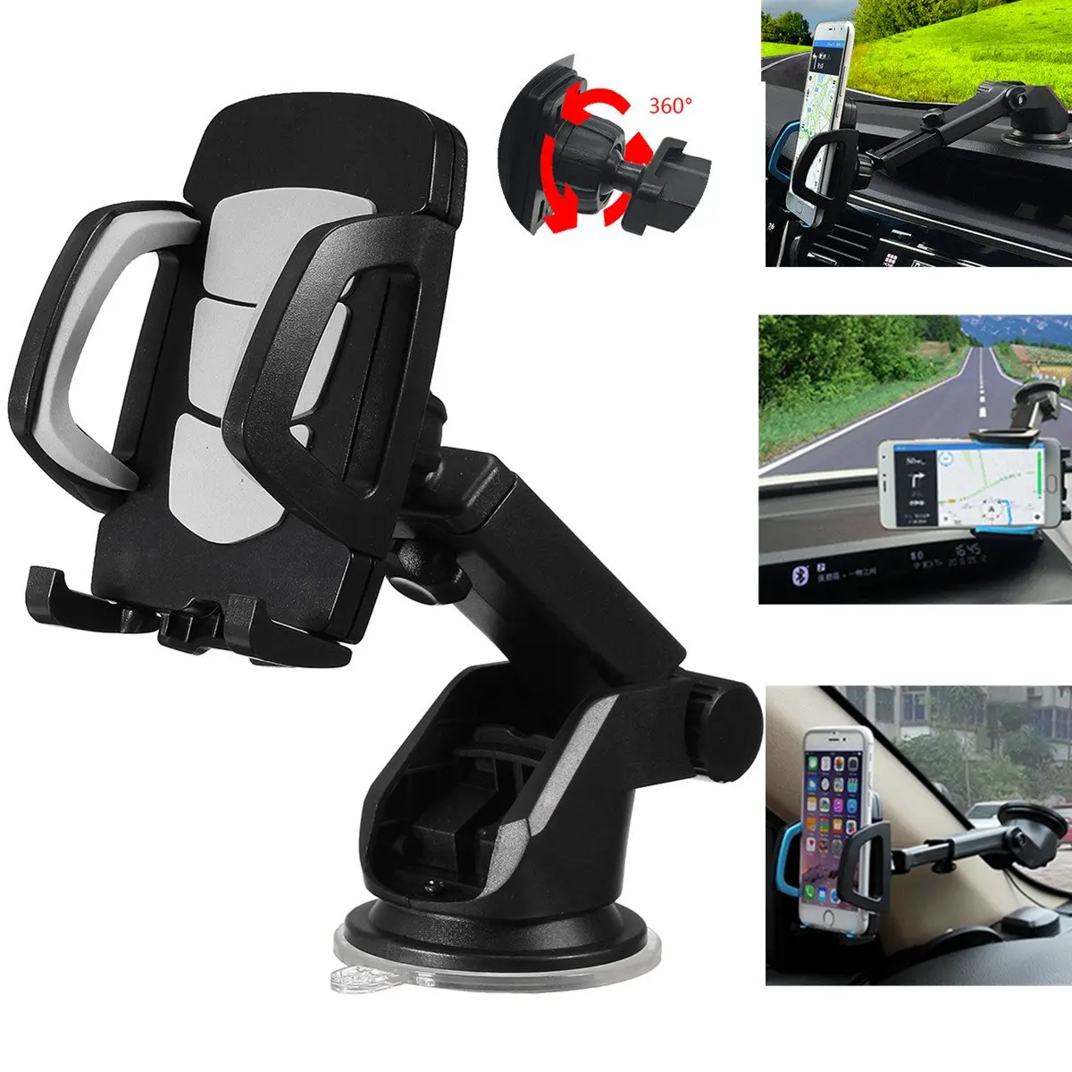 Adjustable Anti Slip 360Angle Universal Car Windshield Mount Holder