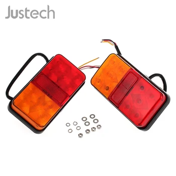 

Justech 1 Pair 12V Rear Stop LED Lights Tail Brake Indicator Light For Truck Van Trailer Ute Caravan Red & Yellow Light Lamp
