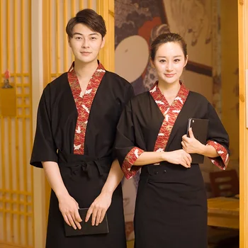 

10 sets (shirt & pant & apron)Japanese style printing service attendants daily fish fishbone restaurant uniform S M L XL