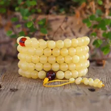 Qualitied натуральный белый нектарный Желтый янтарь 108 молитвенные бусины 8 мм круглый буддийский мала Сертифицированный янтарь