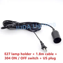 E27 держатель лампы гнездо с нами 2 разъема и на/off переключатель 1.8 м кабель провод шнура набор для люстры черный LED подвеска