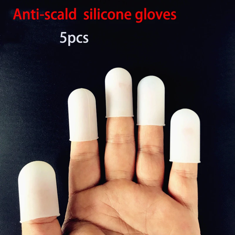 5pcs/set BBQ Finger Sleeve Anti-scald Silicone Gloves Anti Slip Protection Kitchen Oven Cooking Extreme Insulation | Дом и сад