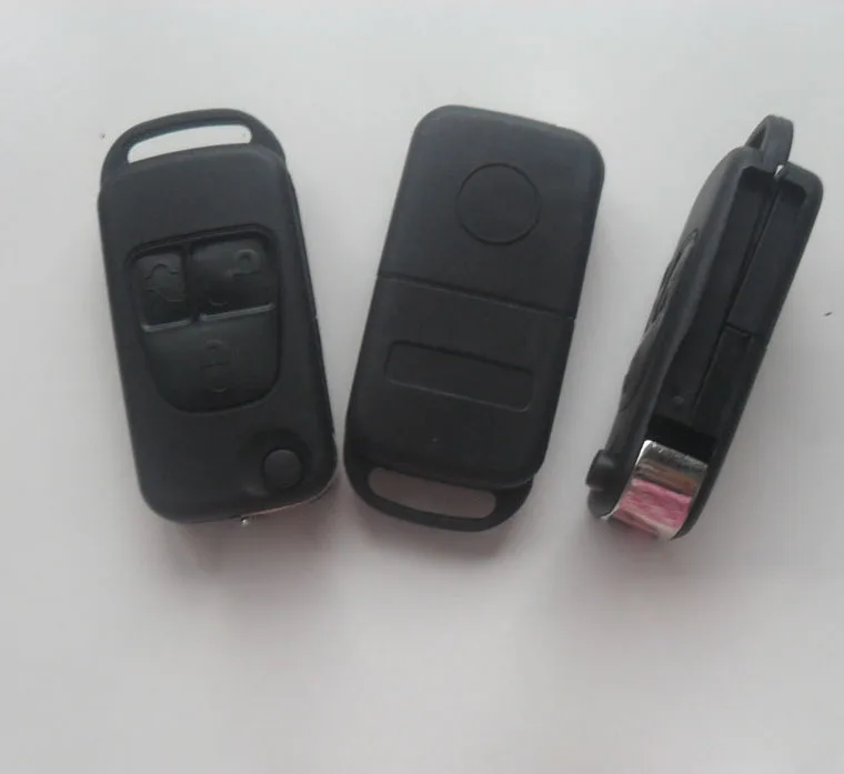 5PCS Folding Flip Remote Key Shell 3 Buttons for Mercedes-Benz Car Key Blanks Case 2/4 Track