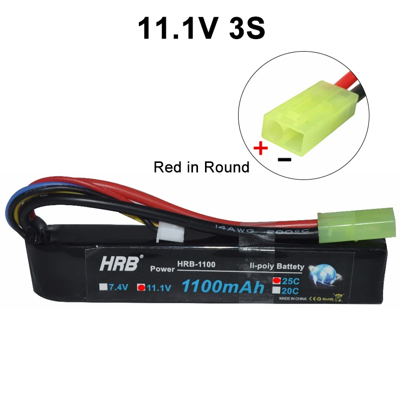 HRB RC Lipo батарея 2S 7,4 V 3S 11,1 V 1100mAh 25C разъем Tamiya Airsoft пневматические пистолеты для радиоуправляемого автомобиля fpv Дрон с 1-8S тестер напряжения