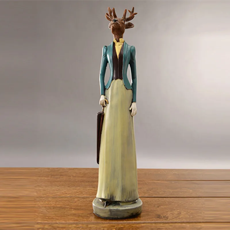 

American Country Style Home Decoration Accessories Ms. Elk Statue&Sculpture Ornaments Deer Wedding Decoration Window Ornaments