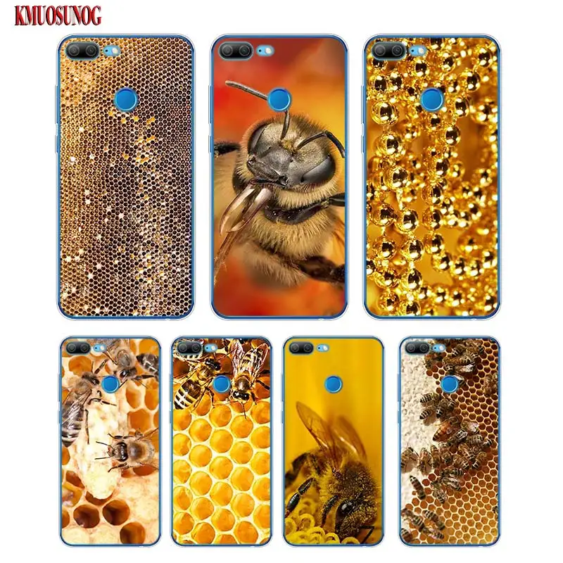 

Soft Silicone Phone Case Golden honeycomb honey bee for Huawei Honor 7A 7C 8 8A Pro 8C 8X 9 9N 10 V20 V9 Lite Cover