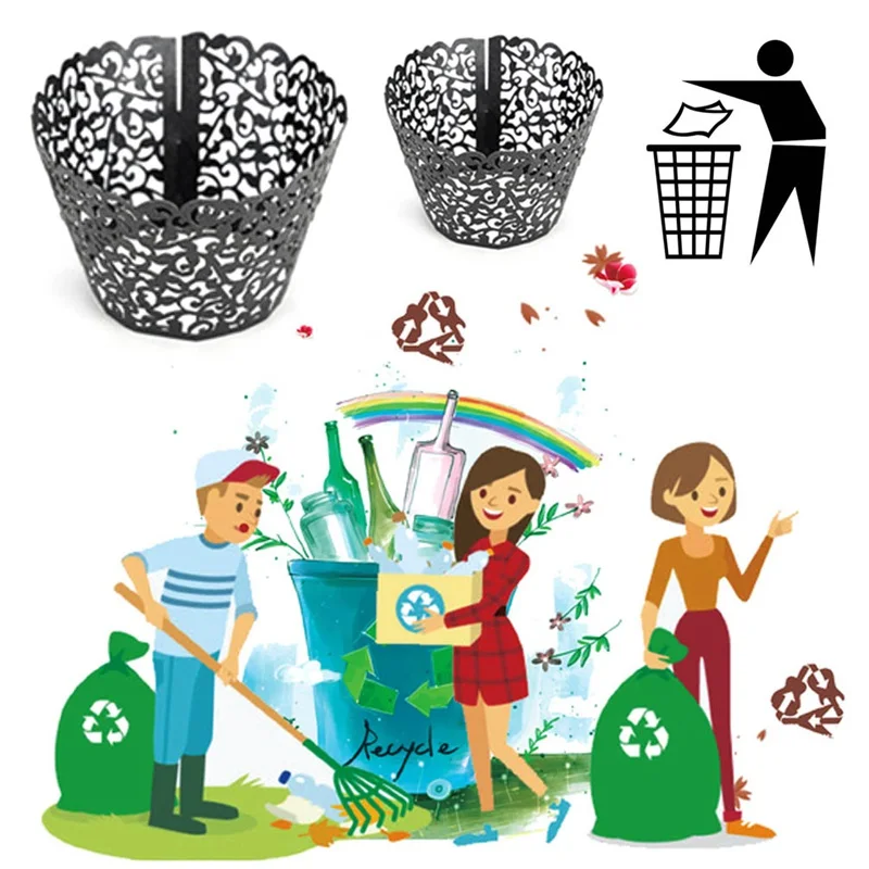50pcs/lot Little Vine Lace Laser Cupcake Wrapper Paper Liner Baking Cup Hollow Cake Cup DIY Baking Tool