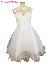 Beauty for Women Cap Sleeve Short High Neck Prom Dress Applique Tulle Evening Gown vestidos de