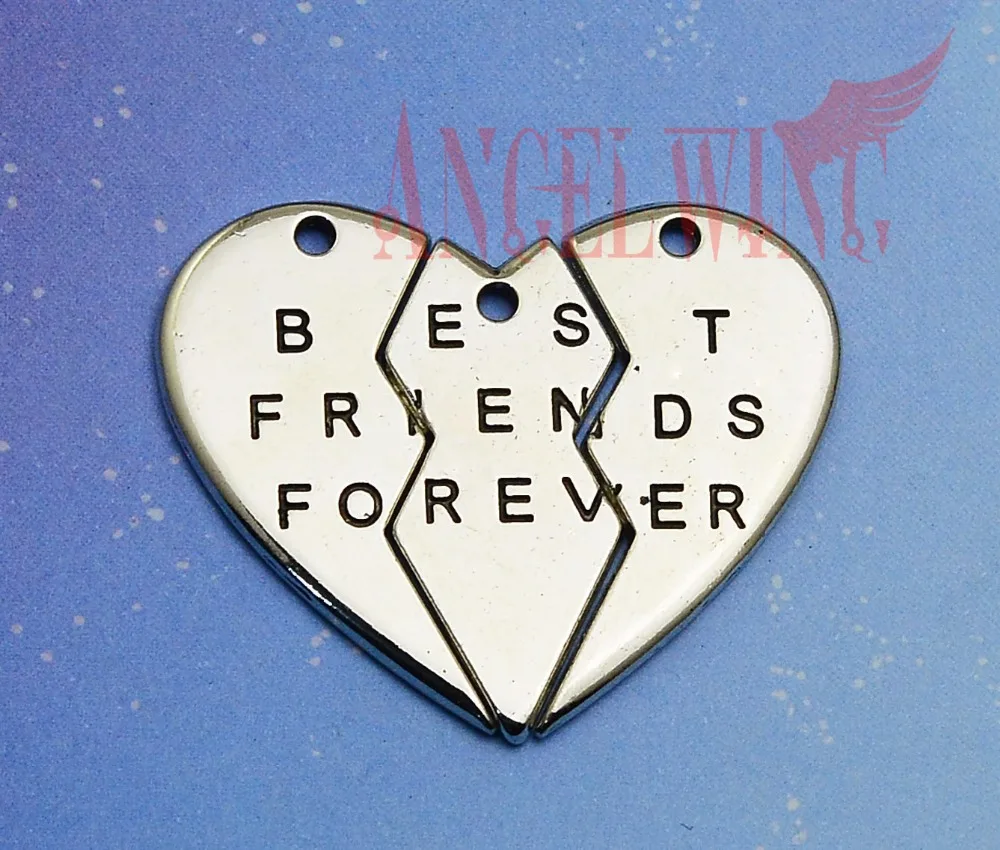 

2sets/lot--40x45mm, Antique silver plated heart best friends forever puzzle charms,DIY supplies, Jewelry accessories