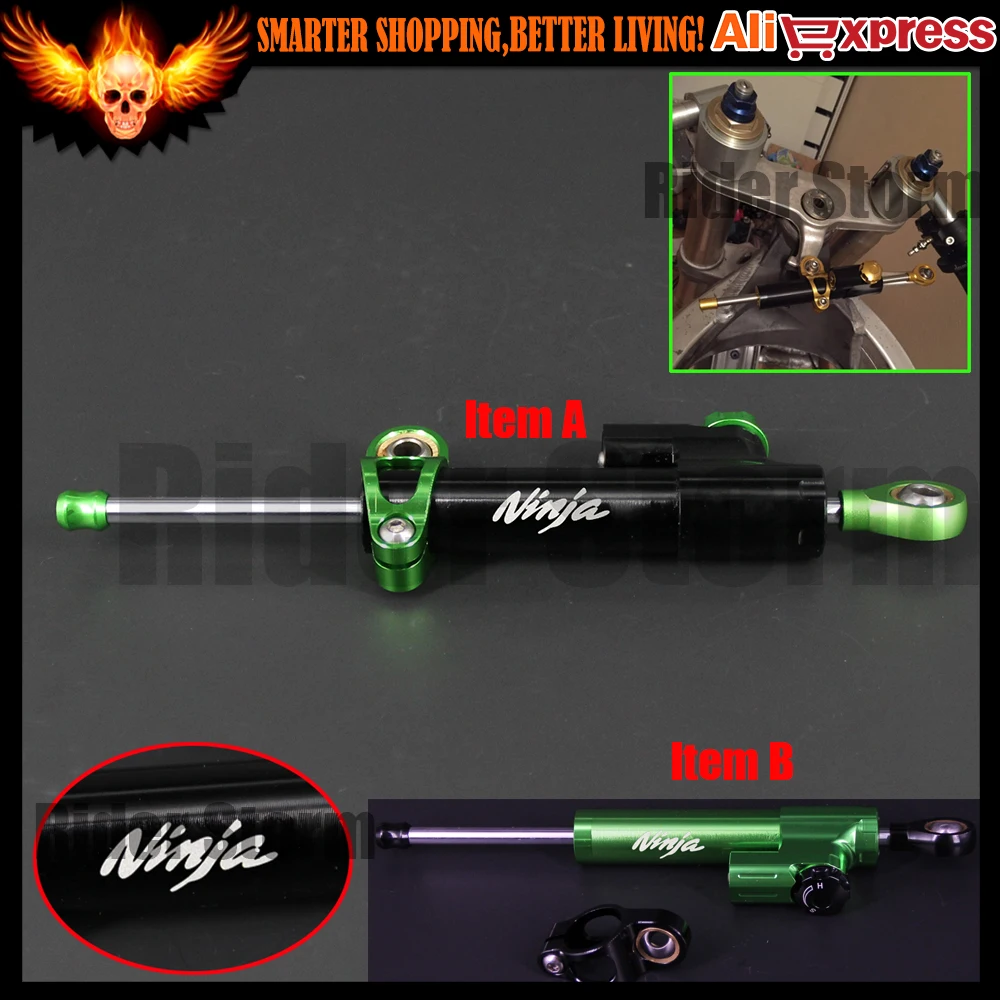 Motorcycle adjustable Linear Reversed Steering Damper For Kawasaki