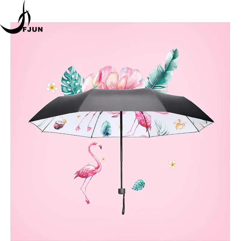 

Cute three folding Printed Umbrella Hot Sale non Automatic 3 Folding Umbrellas Female Sunny Rainy Travel Mini Umbrella parasol