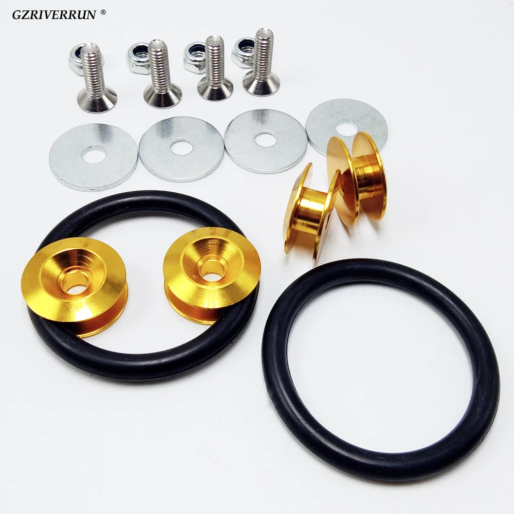 Gold Aluminum Quick Release Fastener Bolt Kit Front Rear For Most Car