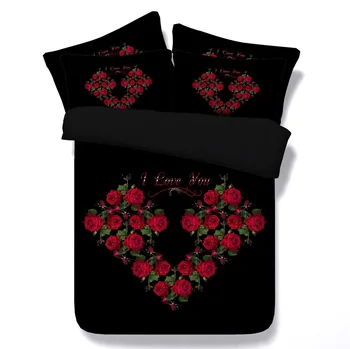 

3D Black Red Rose Bedding Comforter set duvet cover bed in a bag Cal Super King queen size full twin roses department store 5PCS