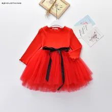 Новинка года; Весенняя детская одежда платье для девочек детское платье из вуали с длинными рукавами для девочек платье принцессы бальное платье для От 2 до 7 лет