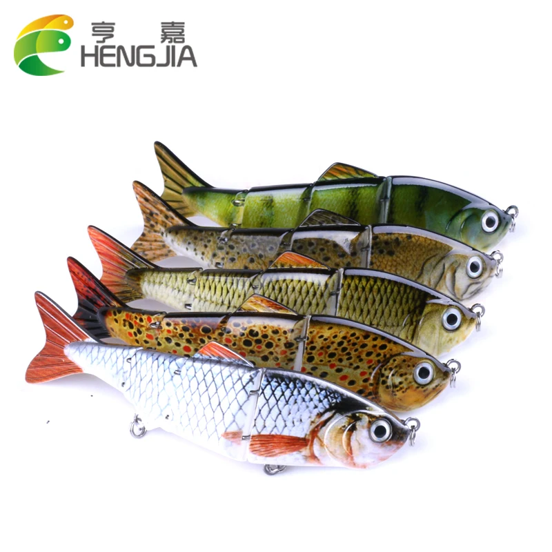 

HENGJIA 5pcs 12cm 16.8g Pesca Fishing Wobblers 4 Segments Swimbait Crankbait jointed Hard Fishing Lure Carp Fishing Tackle
