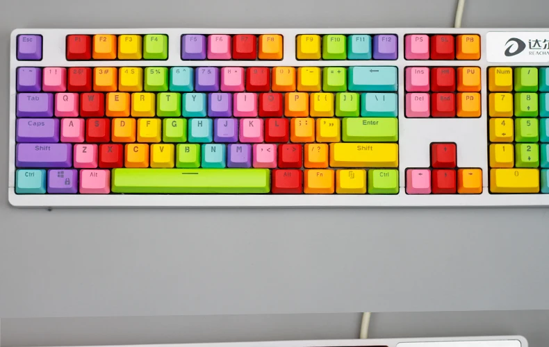 Универсальная механическая клавиатура с 104 клавишами, радужная клавишная крышка PBT, полупрозрачная клавишная крышка