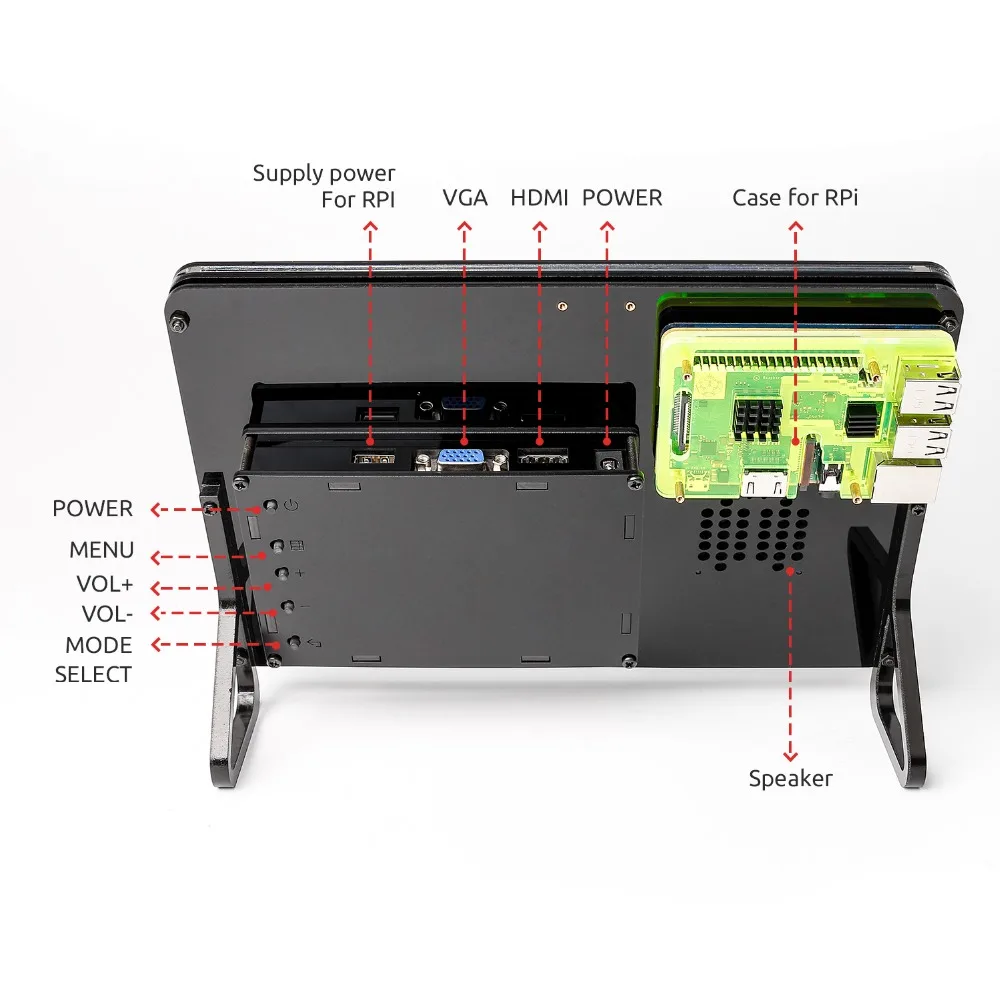 Sunfower 10,1 дюймов HDMI ips lcd монитор дисплей Высокое разрешение 1280*800 держатель камеры подставка для Raspberry Pi 3 Model B, 2B, 1B