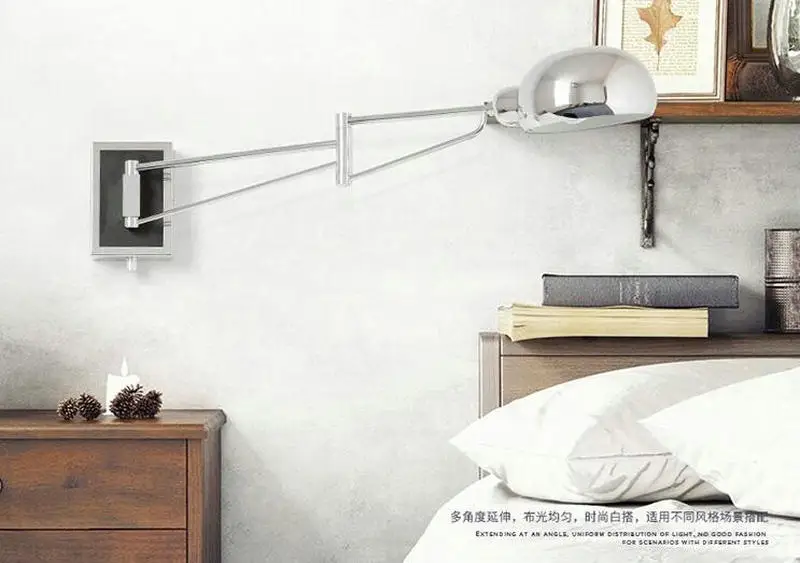 Промышленный гибкий металлический настенный светильник E27 светодиодный настенный светильник для спальни прикроватной тумбочки гостиной Кабинета внутреннего освещения