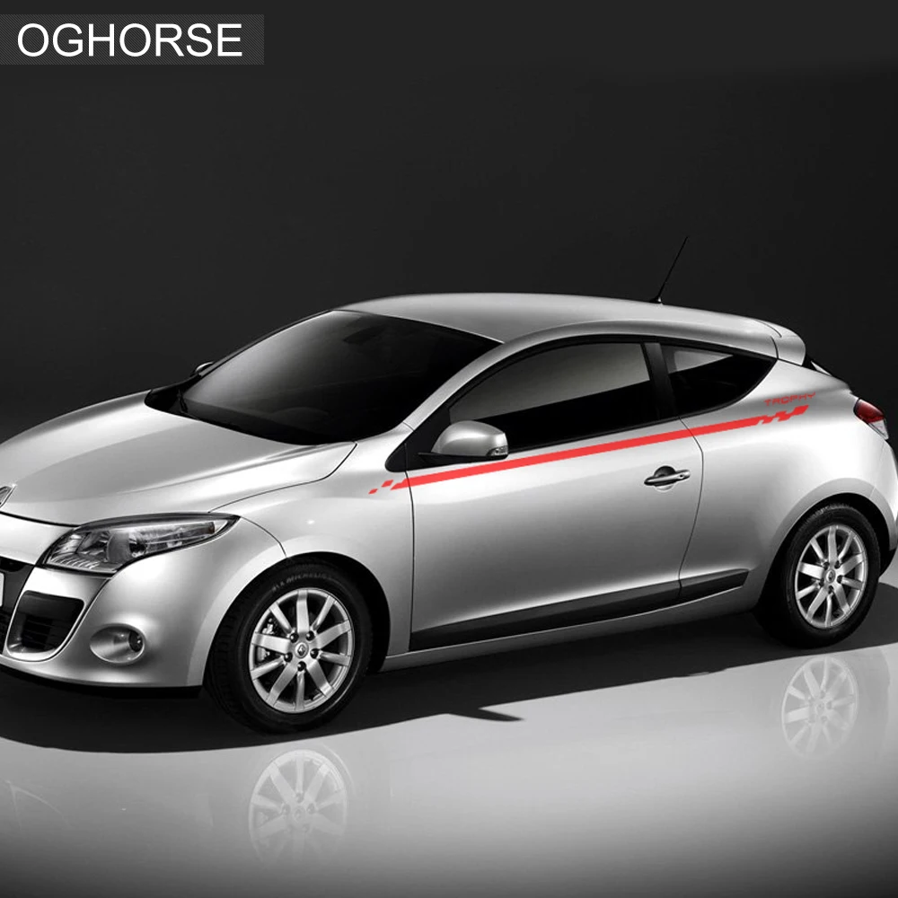 سيارة التصميم الباب الجانب شريط سباق الرياضة الرسومات ملصق لاصق لامع ورائع لرينو ميجان 2 3 4 RS Grandtourer GT الكأس اكسسوارات