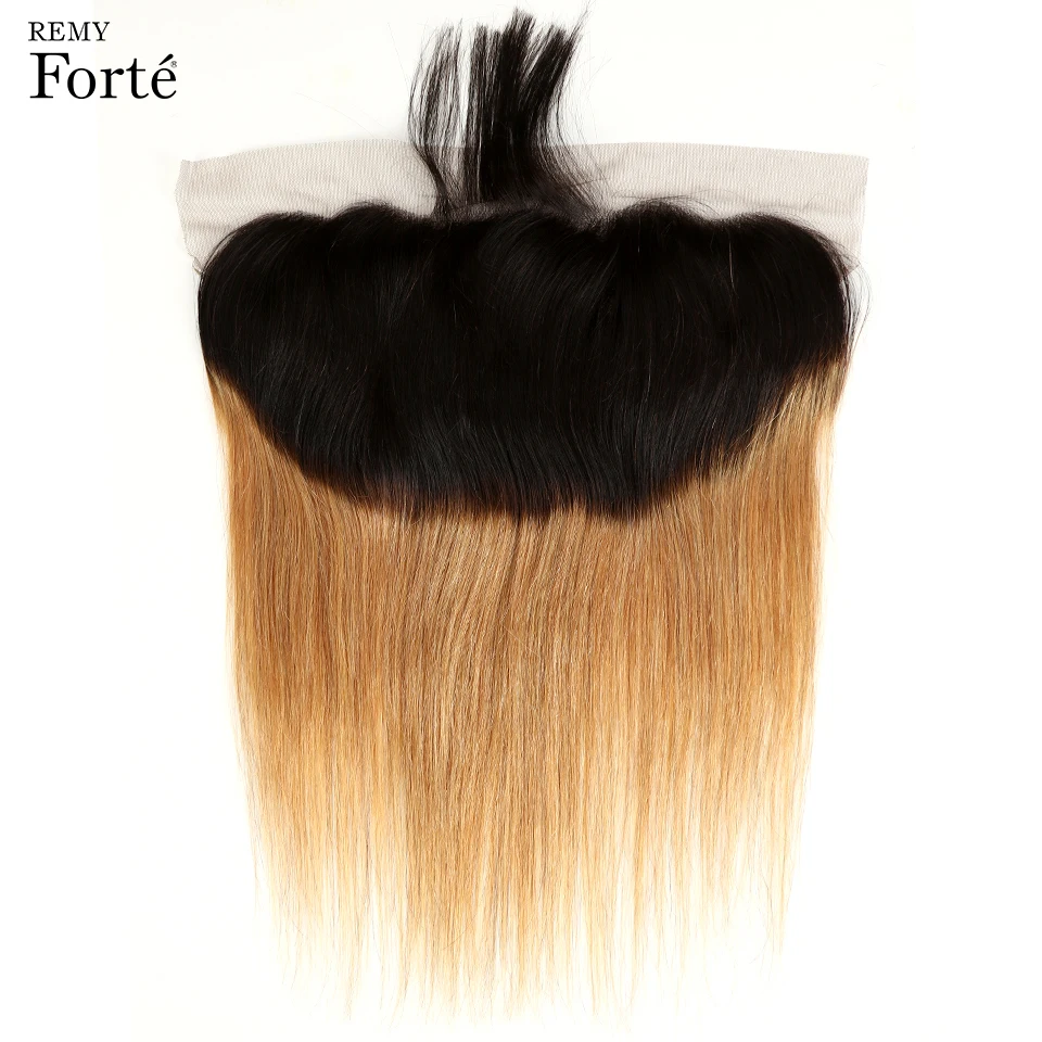 

Remy Forte Closure 13x4 Lace Frontal Closure 12-20 Inch Transparent Lace Frontal Ombre Color T1B/27 Straight Human Hair Closure