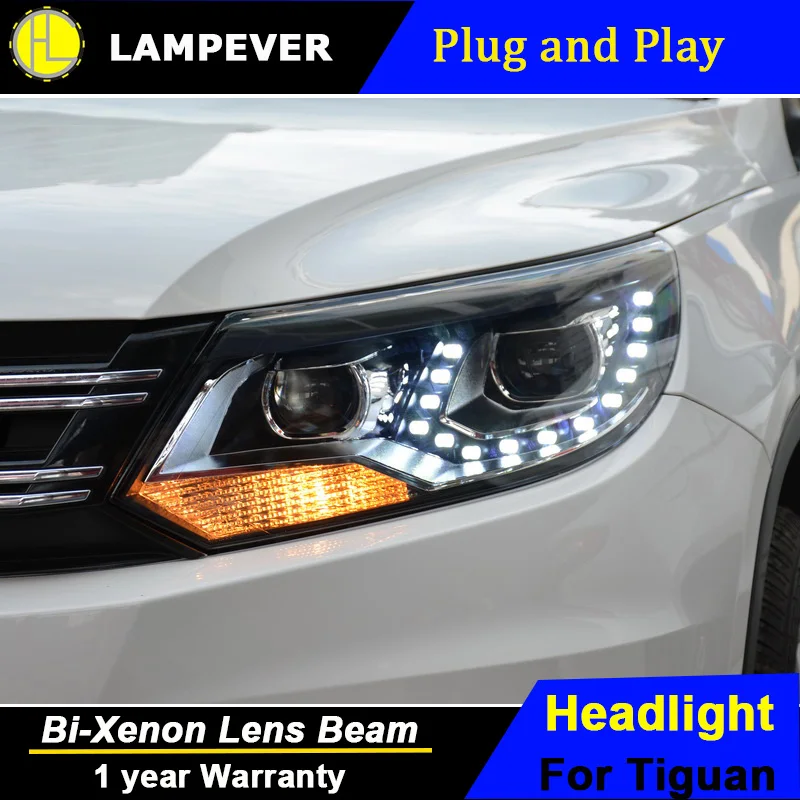 For VW Tiguan Headlights 2011 2014 New Tiguan LED Headlight LED DRL Bi Xenon Lens Headlight High
