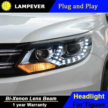

For VW Tiguan Headlights 2011-2014 New Tiguan LED Headlight LED DRL Bi Xenon Lens Headlight High Low Beam Parking