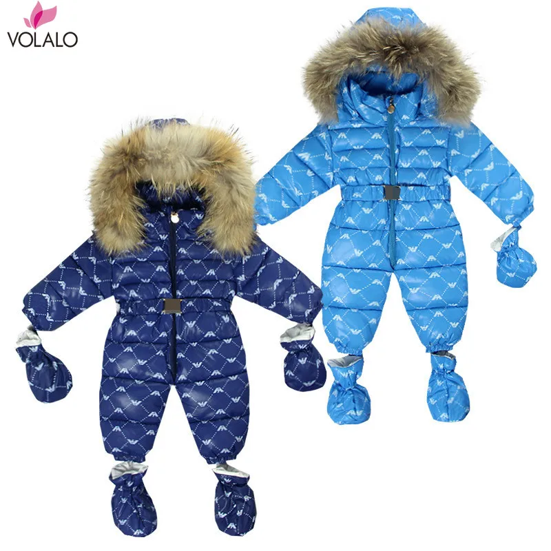 

2019 Russia Winter Baby Boy Girl Romper Thicken Baby Snowsuit Windproof Warm Jumpsuit for Children Clothes Infant Toddler Outfit