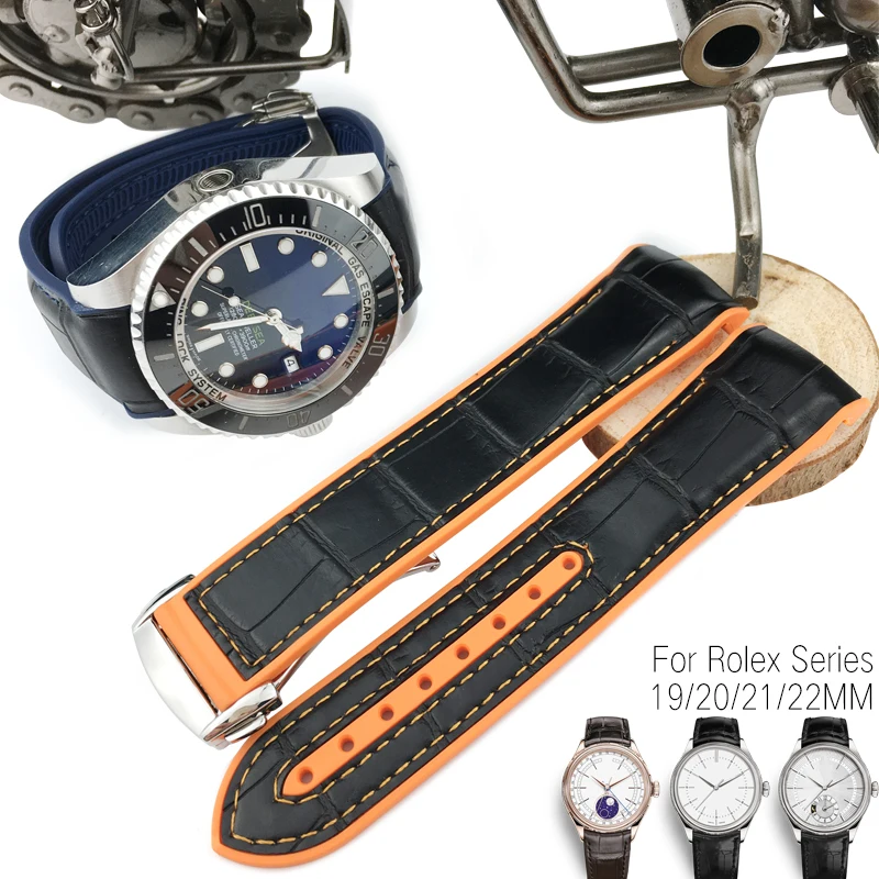 20mm 21mm Rubber Silicone Watch Bracelets With Nylon Watch Strap Fits for Role Daytona Submariner DEEPSEA GMT OYSTERFLEX Watch