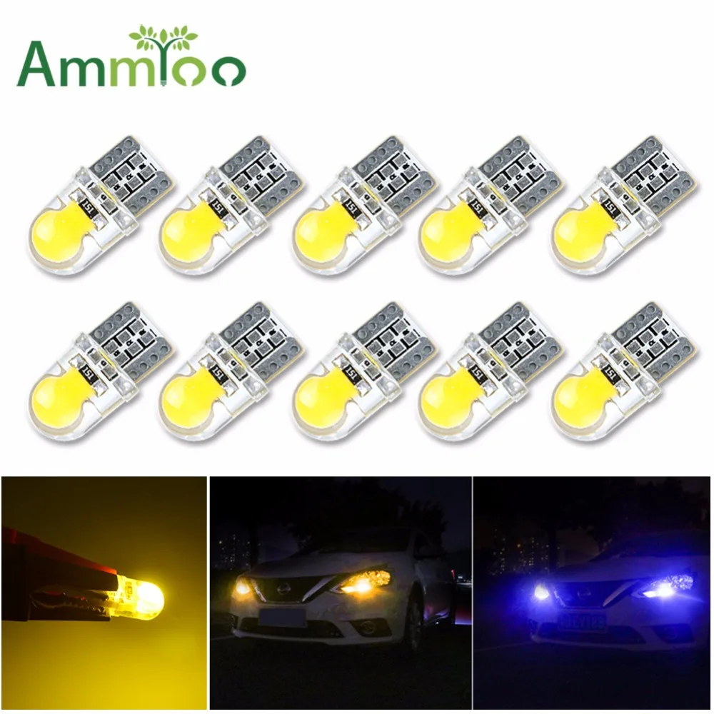 

AmmToo 10Pcs Auto T10 Led 194 W5W LED 168 COB Silica Car Turn Side License Plate Light Lamp Bulb DC 12V White Yellow Blue Pink