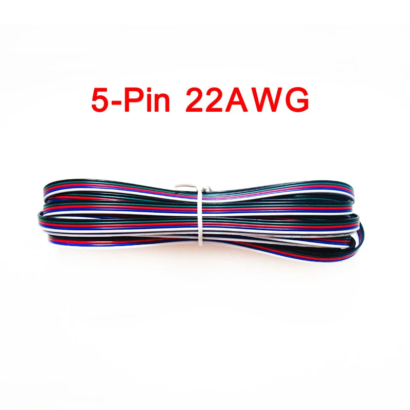 5 м 10 м 20 м 2Pin 3Pin 4Pin 5Pin 18AWG 20AWG 22AWG электрический провод кабель-удлинитель для Светодиодные ленты светильник - Цвет: 22AWG 5Pin