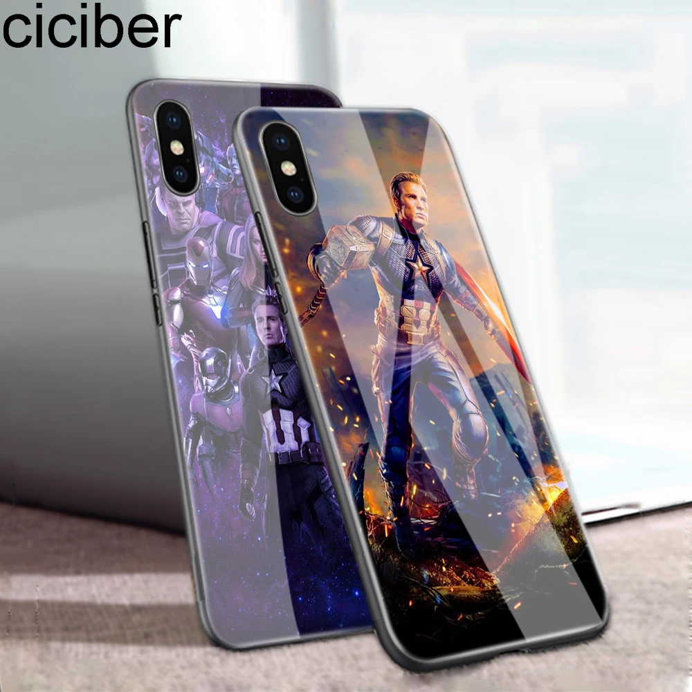 Ciciber Marvel Железный человек для iPhone 11 Pro Max X XR XS MAX 7 8 6 6S Plus стеклянные чехлы задняя крышка для samsung Galaxy S10e S10 S10