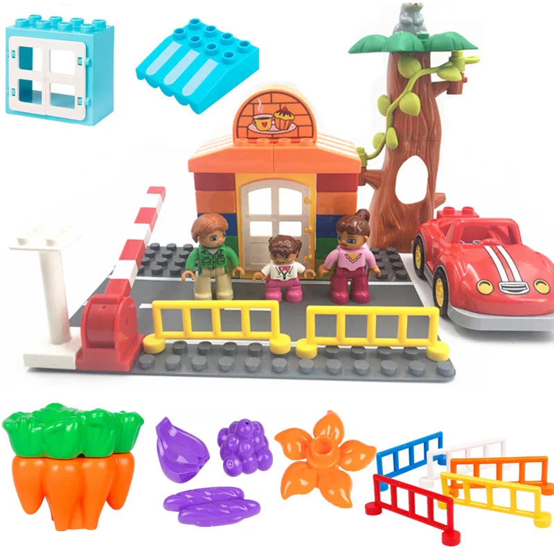

City Road Cars Cafe Modle DIY Classic Building Blocks Brick Baby Toys for Children Compatible Accessories Parts