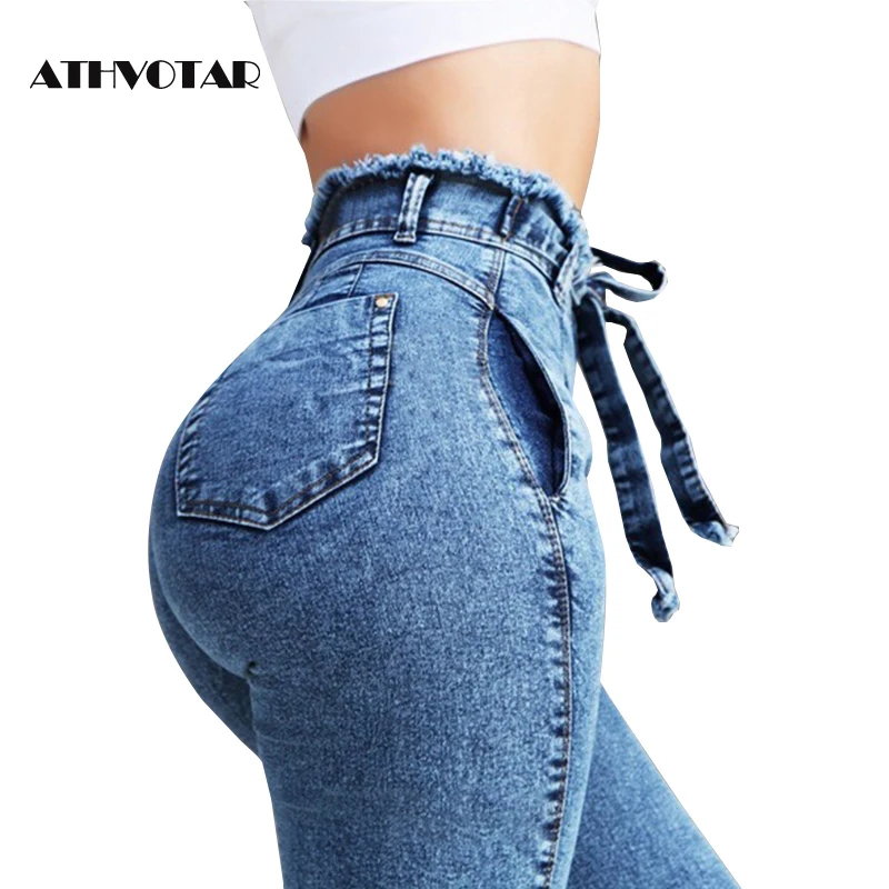 Vintage ripped boyfriend jeans for women denim pencil