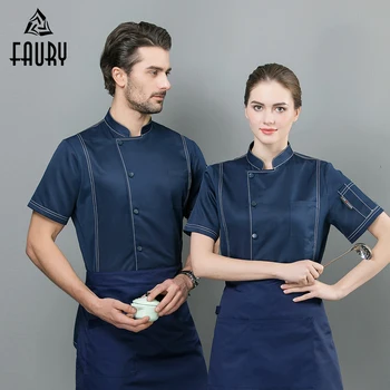 

2019 New Chef Jacket Buffet Catering Single-breasted Work Clothes Party Bread Fast Food Service Barbershop Kitchen Cook Coat