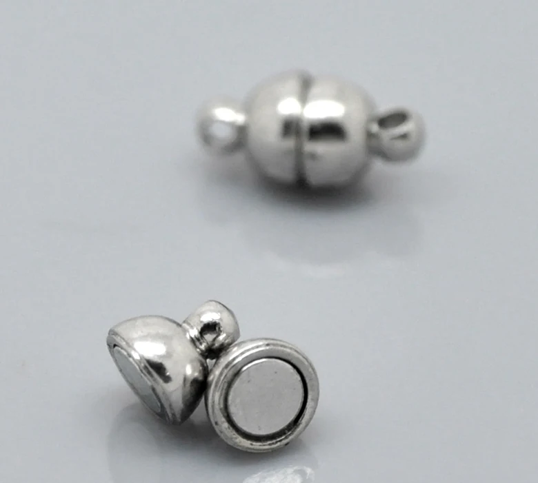 Doreenbeads 1 مجموعات فضية لهجة المشابك المغناطيسية 12x6 ملليمتر (4/8 \