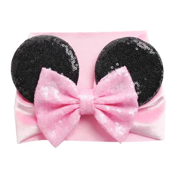 

Baby Headband Minnie Ears Baby Girl Headbands Diadema Bebe Recien Nacido Large Nylon Baby Bows Baby Hair Band Turban