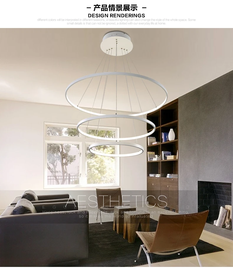 

JCZ LED 70W 60+40+20CM Pendant Light Modern Design/ LED Ring Special for office,Showroom,LivingRoom 110-240V Free shipping