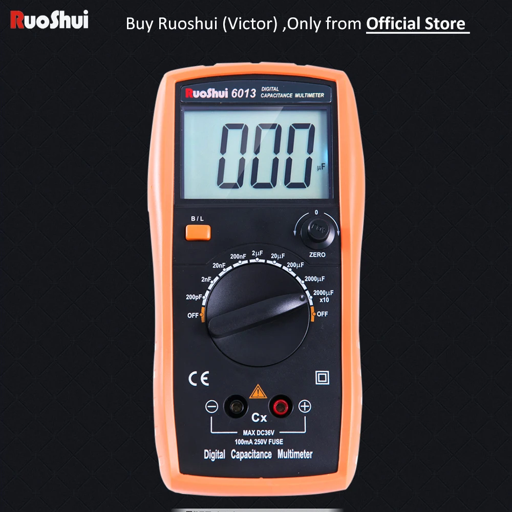

6013 Victor RuoShui Digital Capacitance Meter Manual Range 2000 counts Capacitor Tester 20000uF LCR Meter