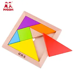 PHOOHI 2018 детские деревянные Tangram Начальная школа студент набор для обучения Развивающие Интеллект головоломки для мальчиков и девочек