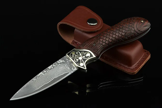 Высококлассный острый дамасский стальной кузнечный походный инструмент складной нож Открытый драгоценный Подарочный нож