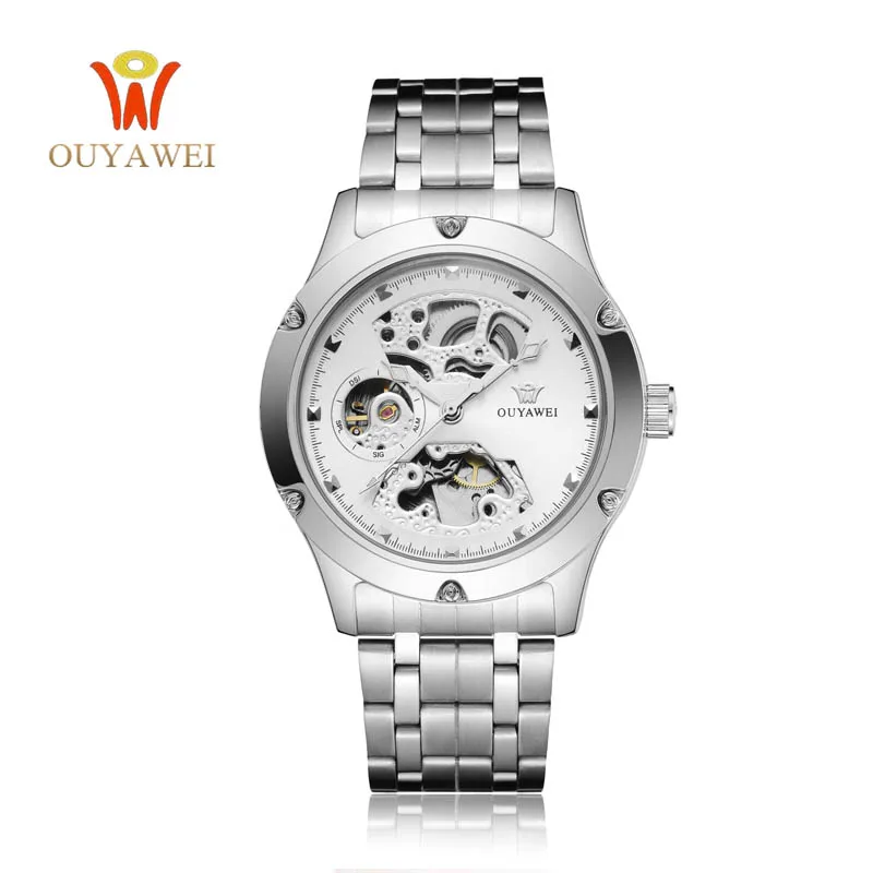 

OUYAWEI Luxury Luminous Automatic Mechanical Skeleton Dial Stainless Steel Band Wrist Watch Men Women Best Gift M106