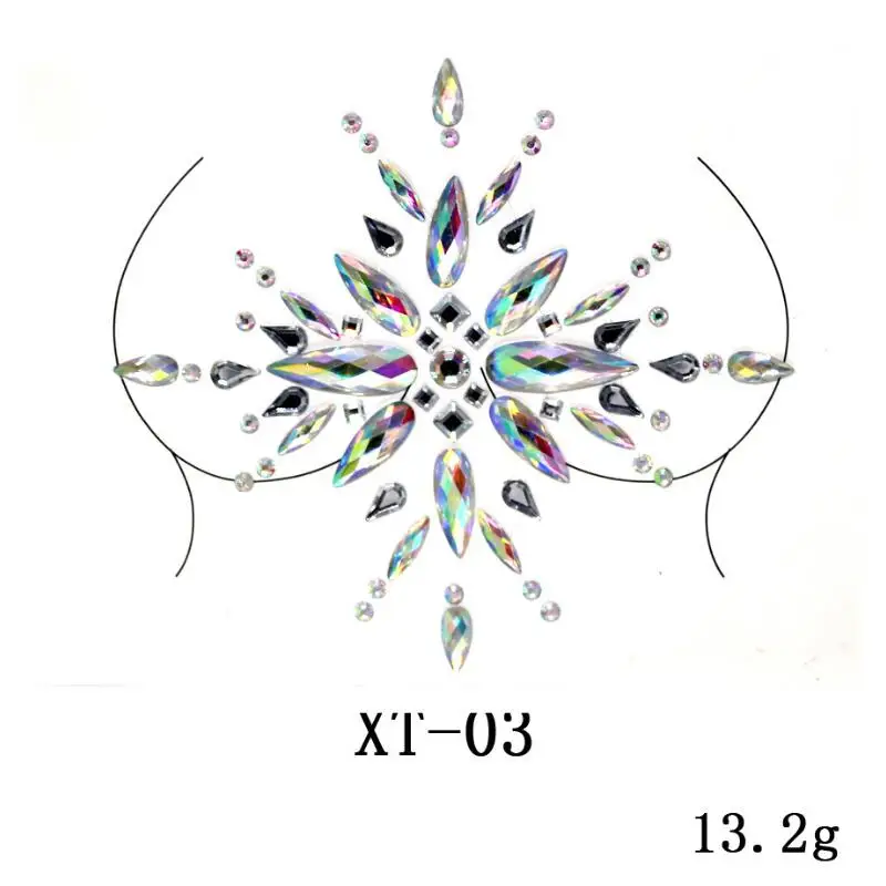 Сексуальные Глаза Лицо Драгоценности временные Стразы Блеск татуировки наклейки украшения для тела драгоценные камни Макияж для маскарада Драгоценности флэш поддельные татуировки - Цвет: 1pc XT-03