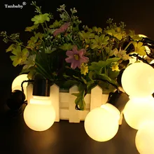 Tanbaby 2,5 м/10 шт 5 м/20 шт 10 м/38 шт 5 см шар гирлянда Led Глобус лампа светодиодная гирлянда Рождественские огни Сказочный Свадебный сад