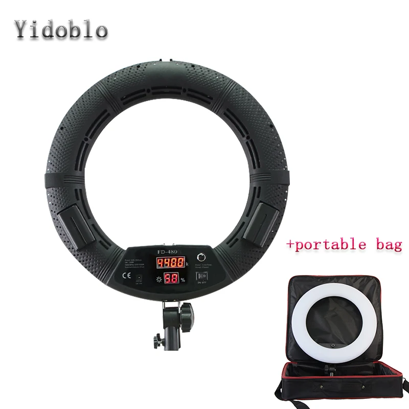 

Yidoblo FD-480II Black Bi-color Photo Studio Ring Light with bag LED Video Light Lamp Photographic Lighting 5500K 480LED Lights