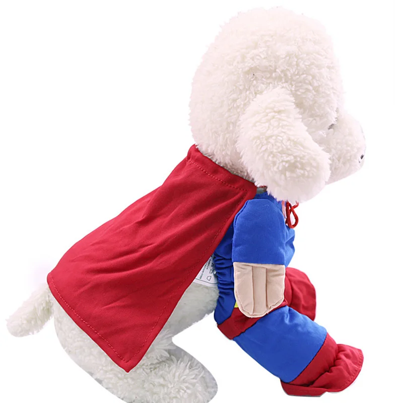 Стоящая одежда супермена с плащом для собак, забавный костюм, костюм для косплея, аксессуары для щенков, размер XS-XL, мопс