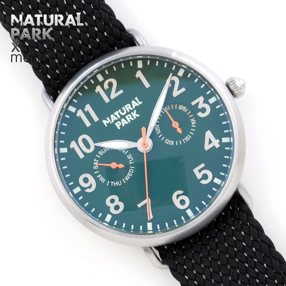 Мужские часы с натуральным парком, Топ бренд, роскошные мужские кварцевые часы, водонепроницаемые спортивные военные часы, мужские нейлоновые часы relogio masculino - Цвет: Black Blue