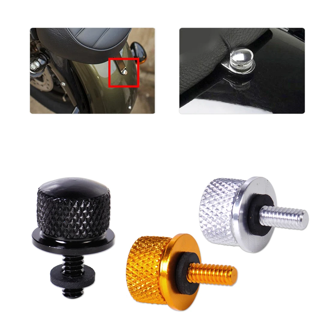 DWCX New 6mm Motorbike 1/4'' Knurled Seat Screw Bolt Rear Quick Mount